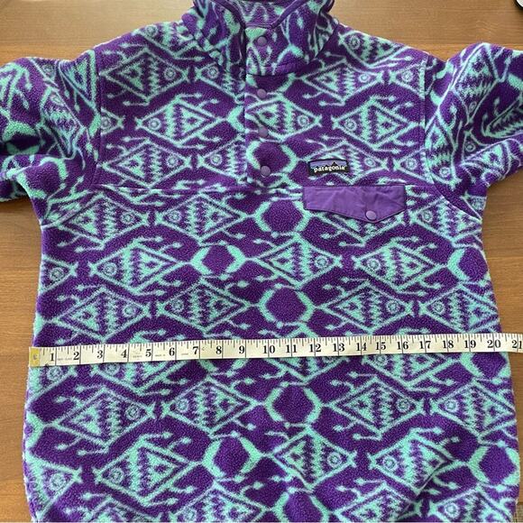 Patagonia | RARE Womens IKAT Blue Synchilla Snap-T Fleece Pullover Purple & Blue - Picture 10 of 10